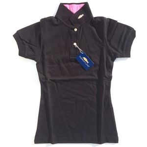 Salmon Cove short sleeve polo black pink collar